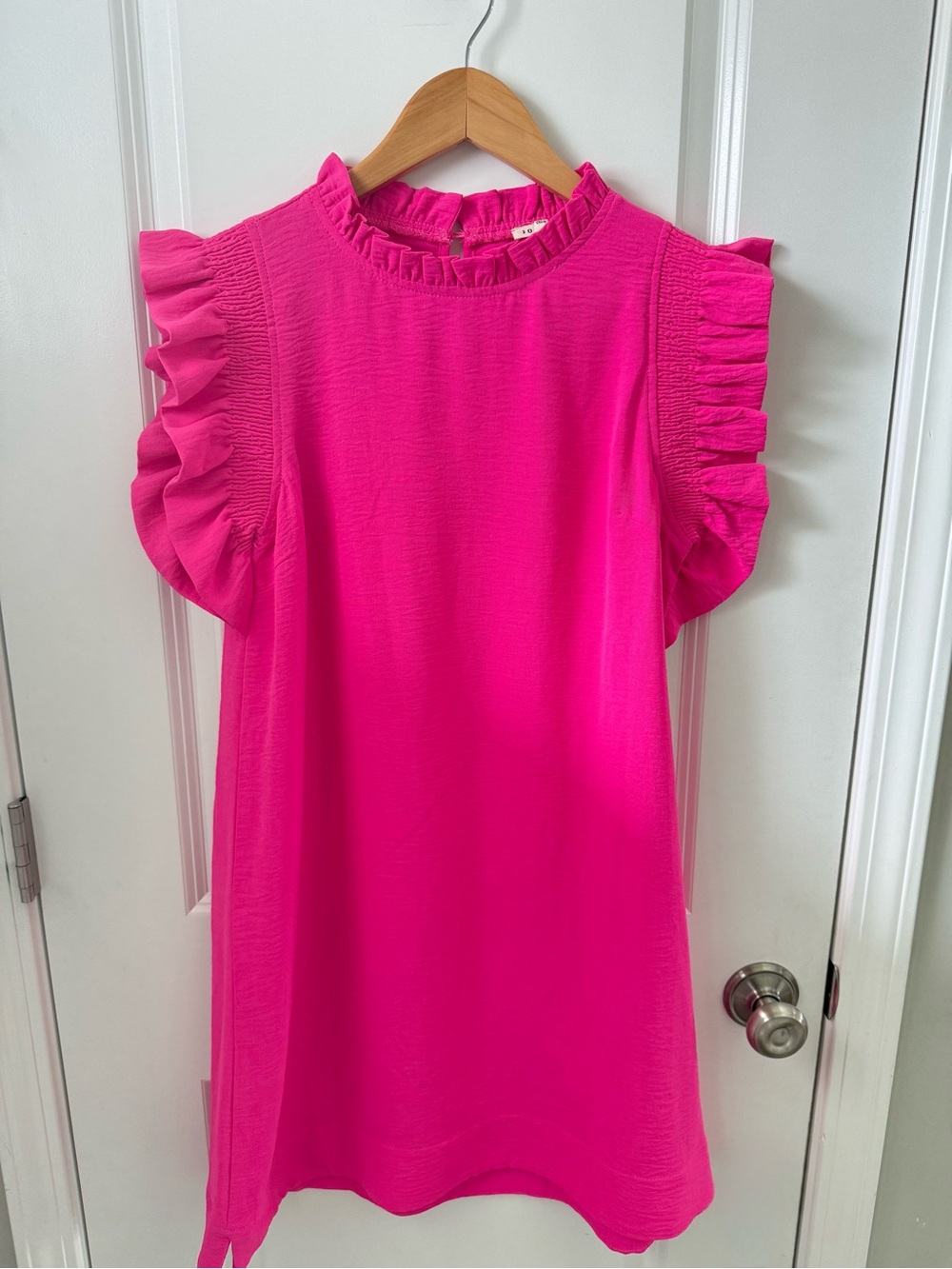 Hot Pink Ruffle Sleeve Dress